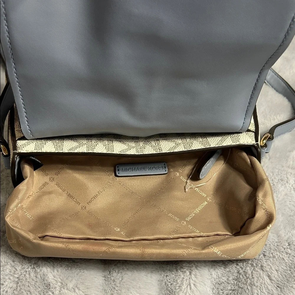 Michael Kors “Lea” Pale Blue and Cream Crossbody Bag